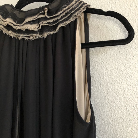 Classy Black and Cream Ruffled Top - Picture 4 of 8